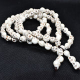 White Howlite Skull 108 Beads Mala Necklace for Meditation - Handmade