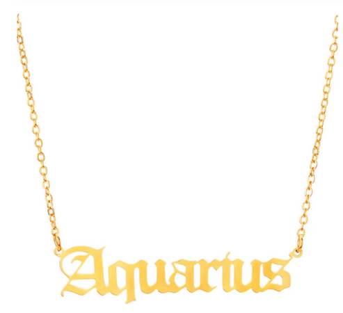 aquarius script necklace gold