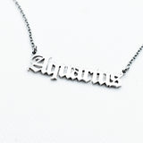 Aquarius Script Necklace - Silver