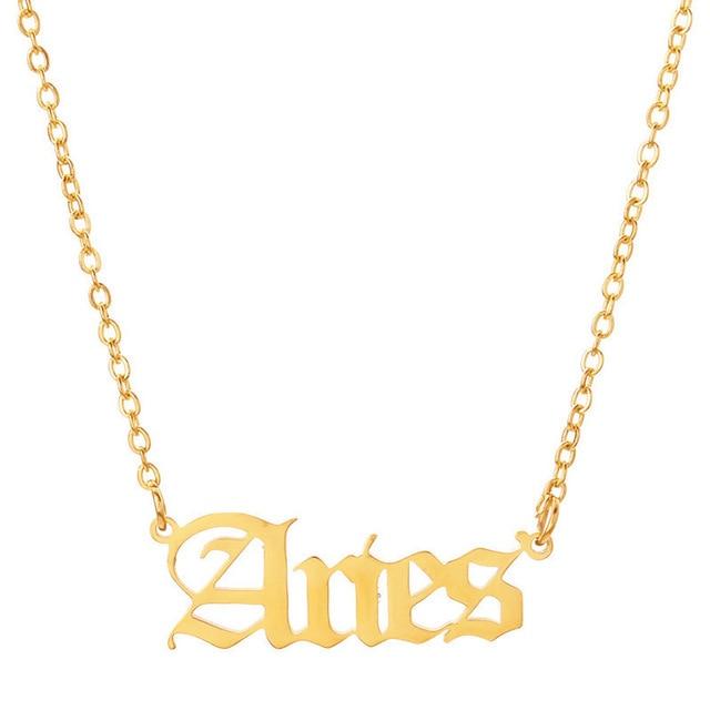 aries script necklace gold