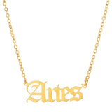 Aries Script Necklace - Gold