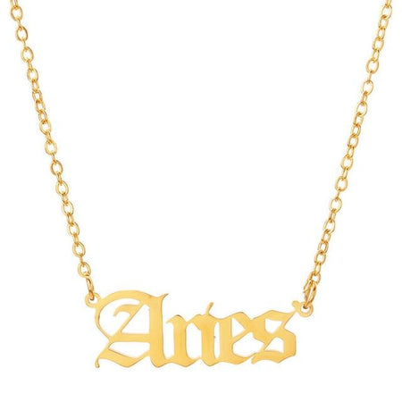 aries script necklace gold
