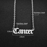 Cancer Script Necklace - Silver, Stainless Steel