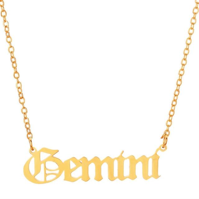 gemini script necklace gold