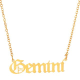 Gemini Script Necklace - Gold Plated