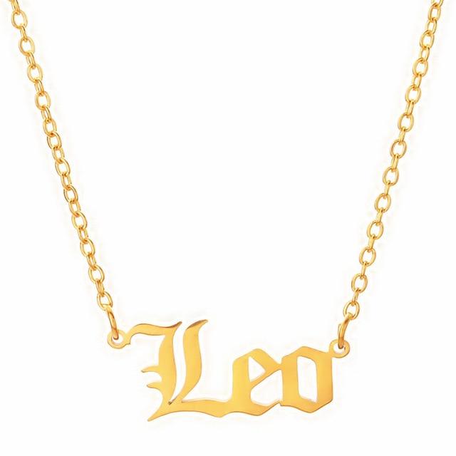 leo script necklace gold