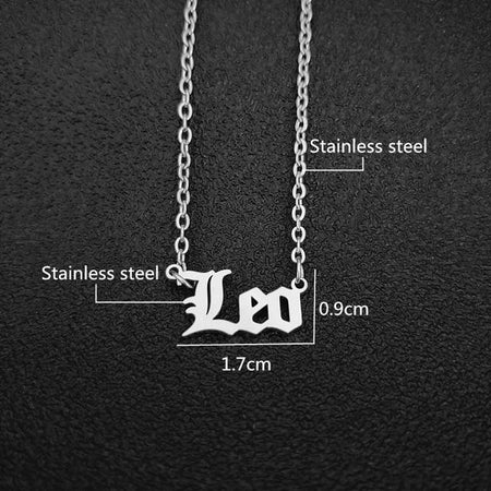 leo script necklace silver