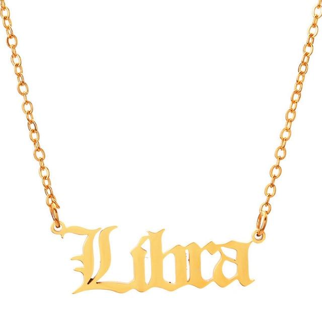 libra script necklace gold
