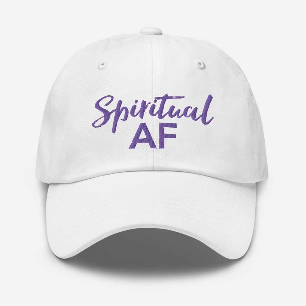 Spiritual AF White Dad Cap - Purple