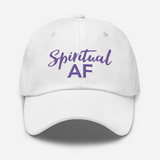 Spiritual AF White Dad Cap - Purple