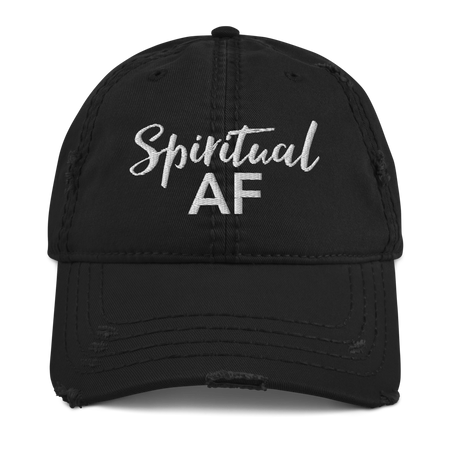 Spiritual AF Black Distressed Cap