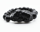 Black Obsidian Pixiu Bracelet for Protection & Wealth, Natural Real Obsidian