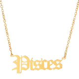 Pisces Script Necklace - Gold