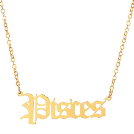pisces script necklace gold