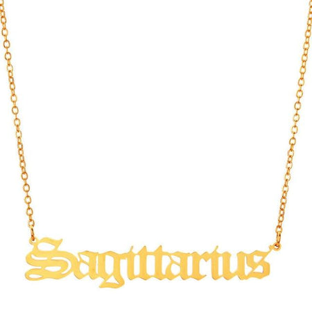 sagittarius script necklace gold