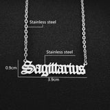 Sagittarius Script Necklace - Silver, Stainless Steel