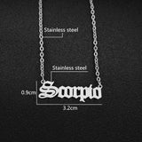 Scorpio Script Necklace - Silver, Stainless Steel