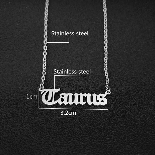 taurus script necklace silver