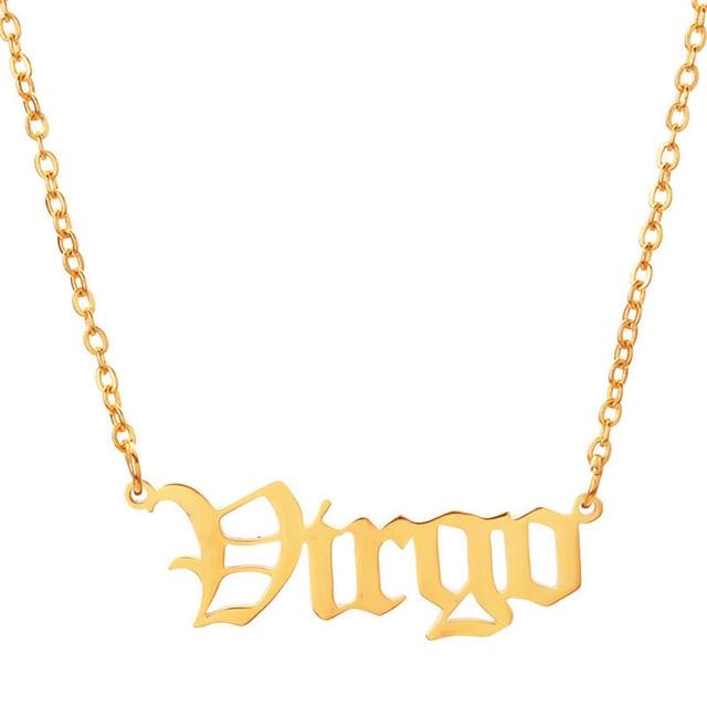virgo script necklace gold